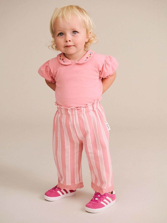 Huxbaby Girls Tee Floral Collar Puff Sleeve Tee