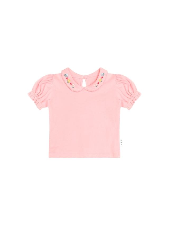 Huxbaby Girls Tee Floral Collar Puff Sleeve Tee