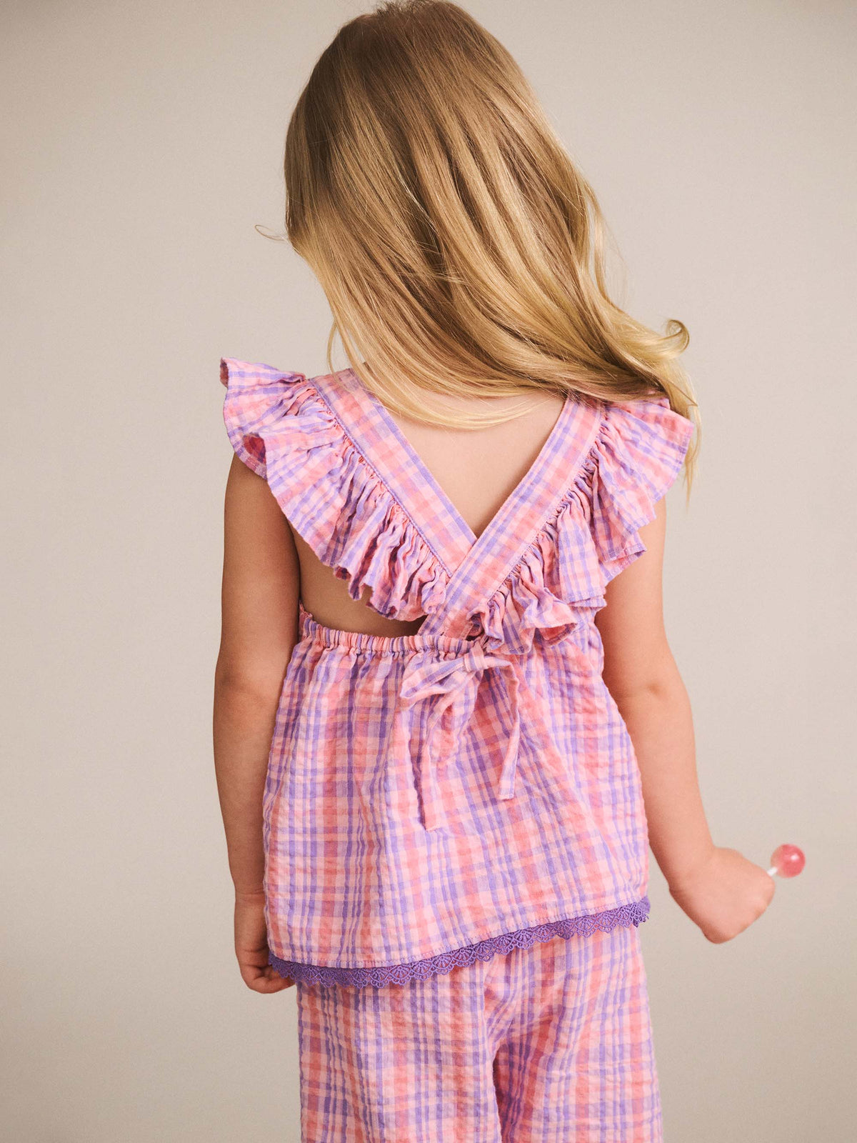 Huxbaby Girls Tee Tropical Check Tie Top