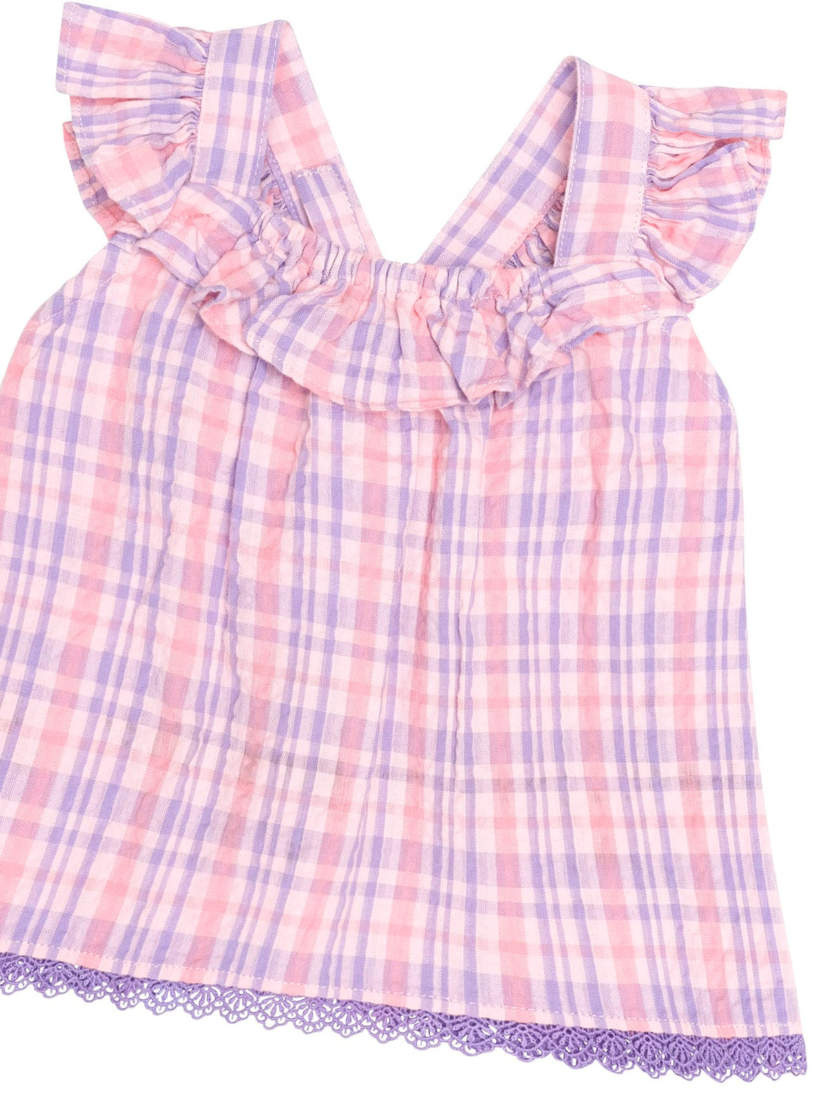 Huxbaby Girls Tee Tropical Check Tie Top