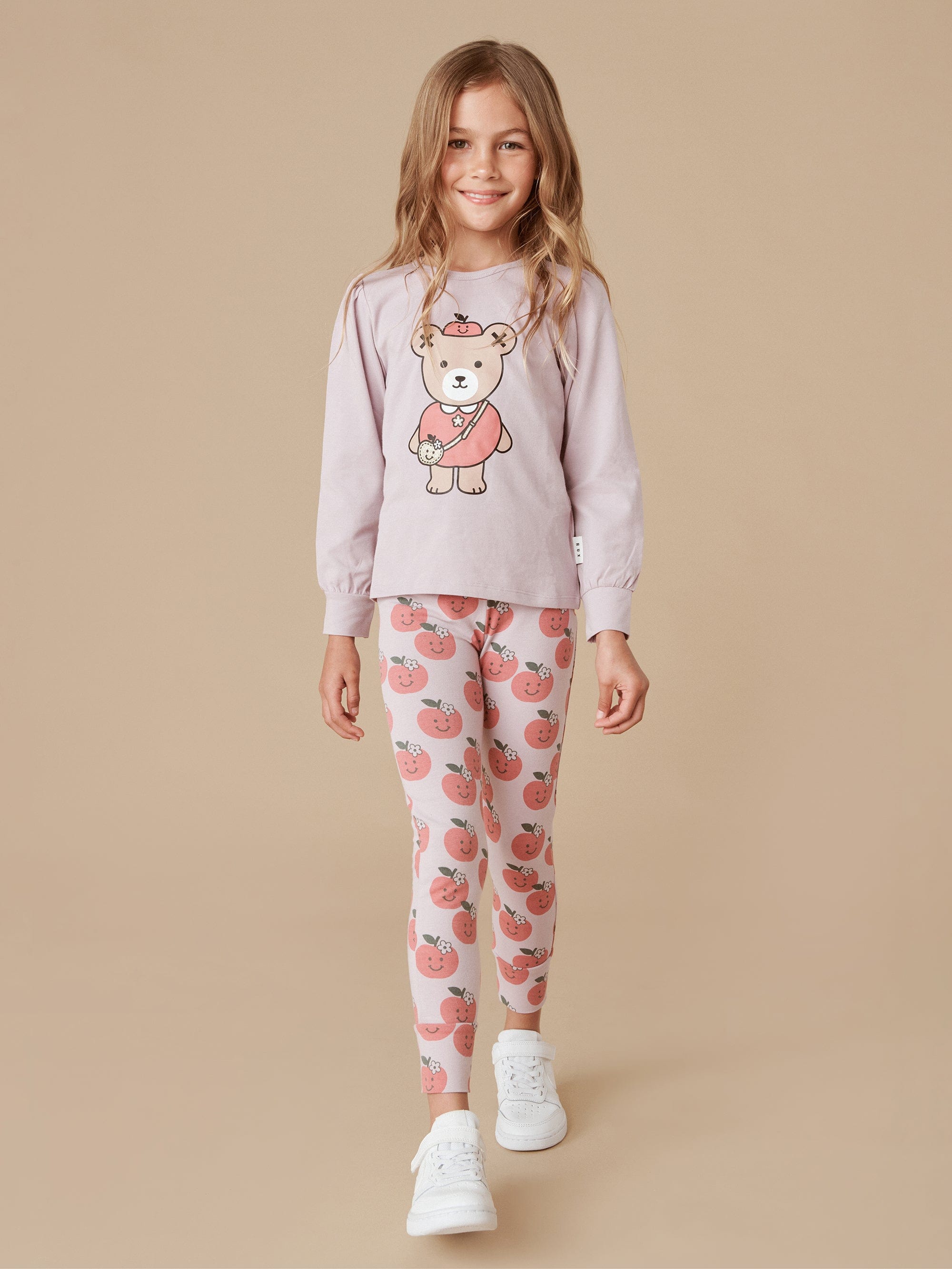 Huxbaby Girls Top Apple Bear Puff Top