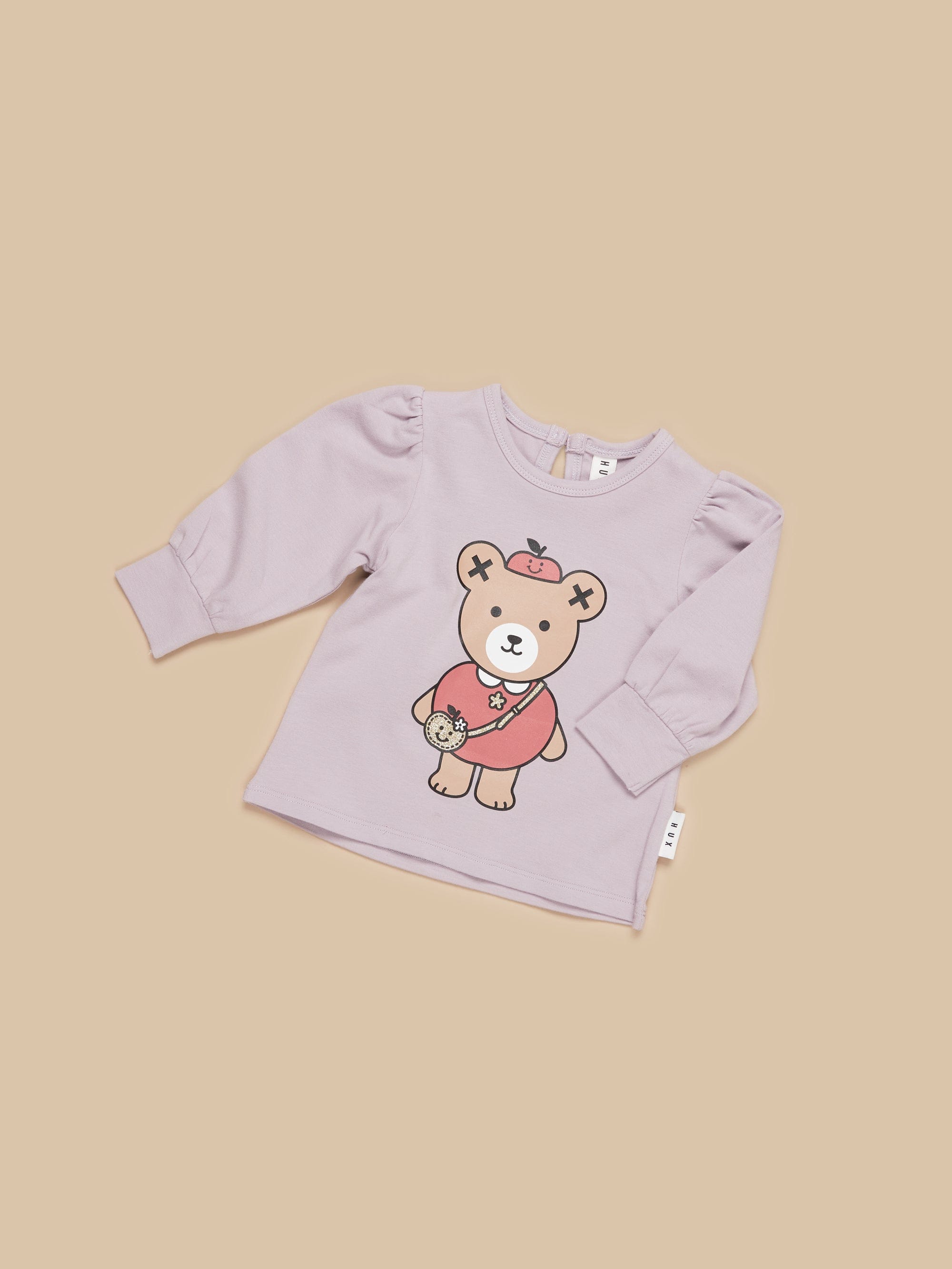 Huxbaby Girls Top Apple Bear Puff Top