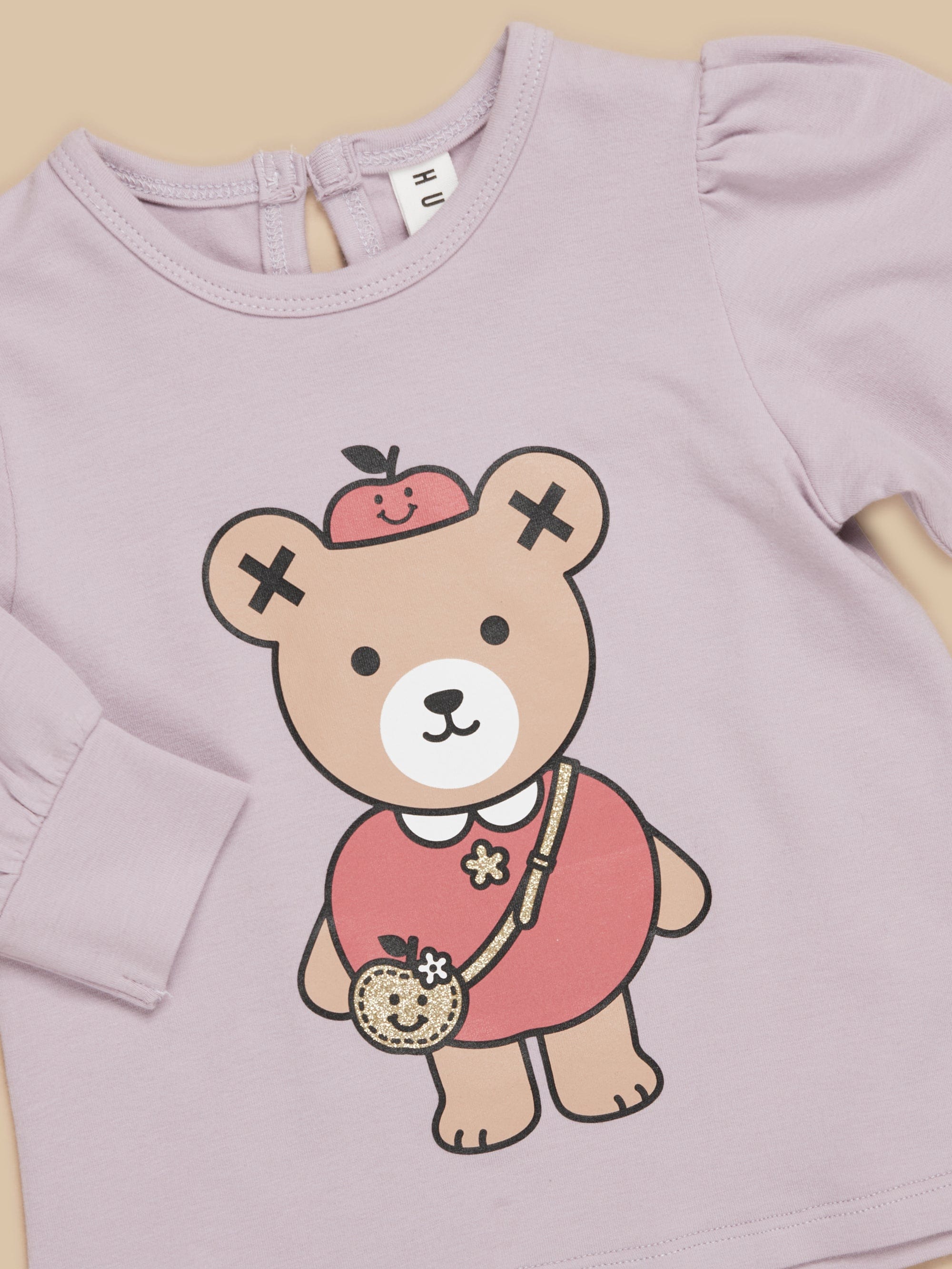 Huxbaby Girls Top Apple Bear Puff Top