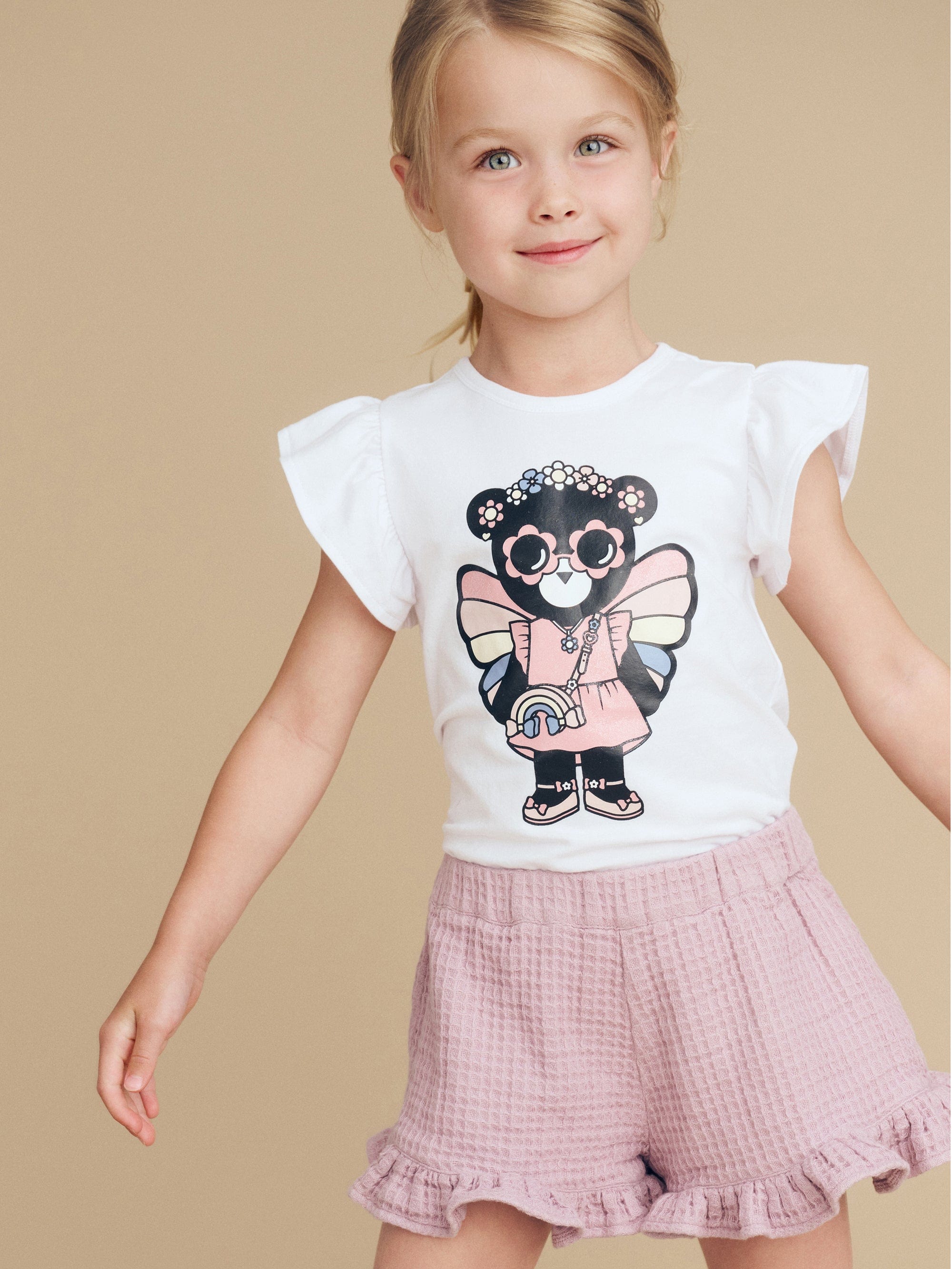 Huxbaby Girls Top Fairy Bear Frill T-Shirt