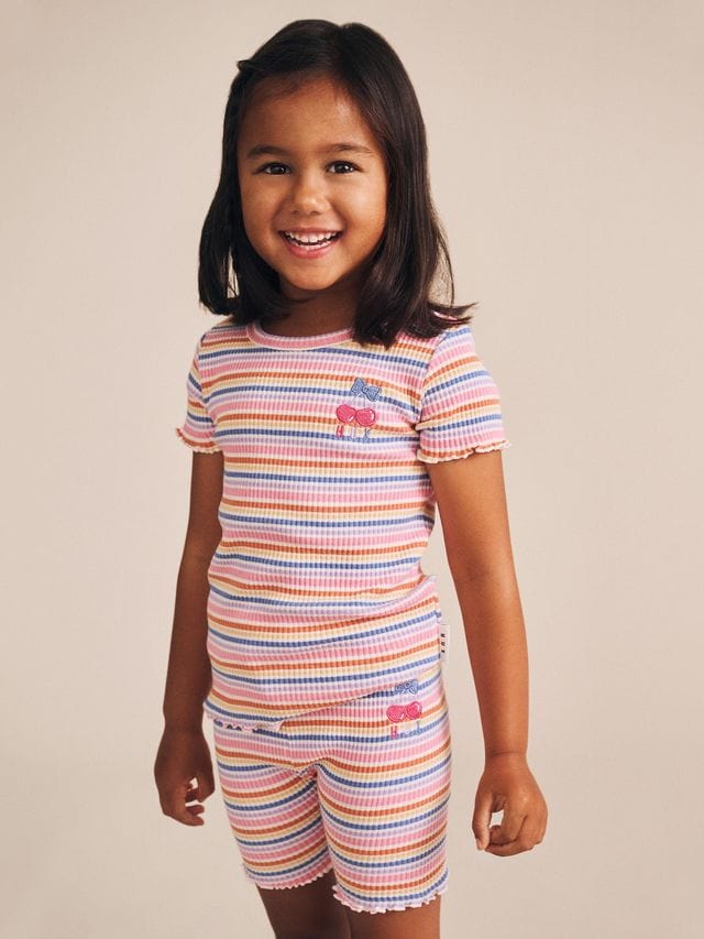Huxbaby Girls Top Rainbow Rib Tee