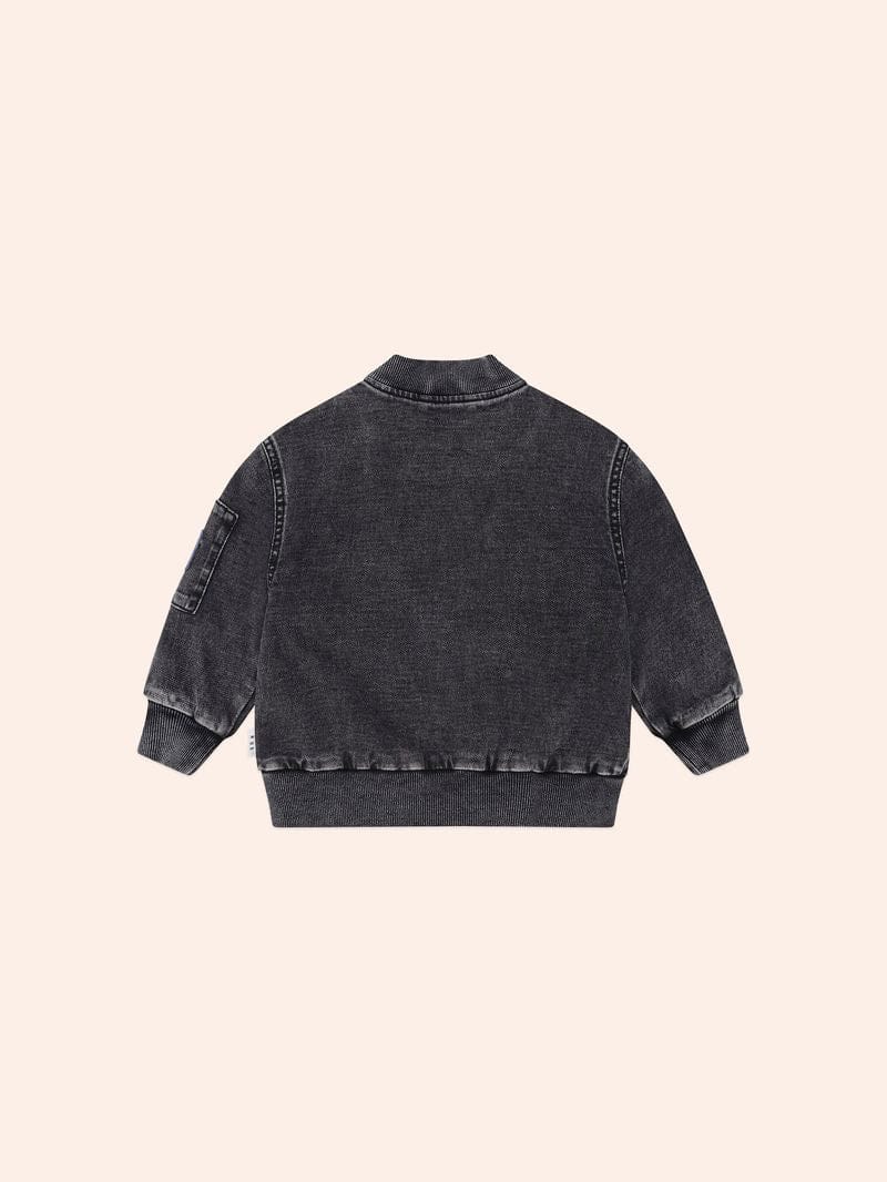 Huxbaby Unisex Jacket Black Knit Denim Patches Jacket