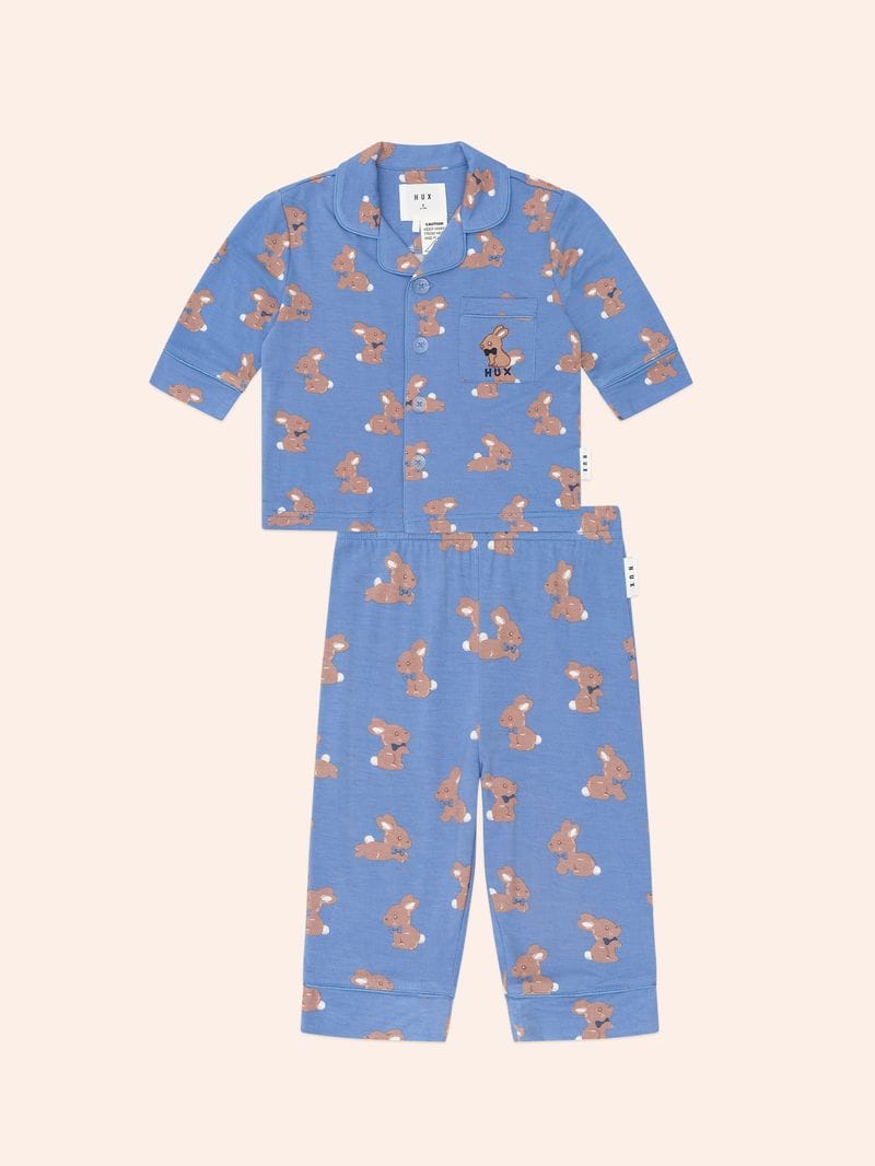 Huxbaby Unisex Sleepware Vintage Blue Bunny PJ Set