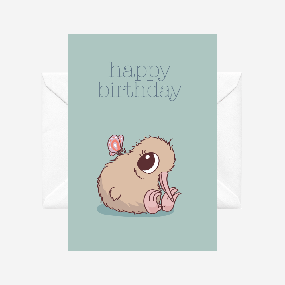 Illustrated Publishing Gift Stationery Kiwi & Butterfly Happy Birthday Card