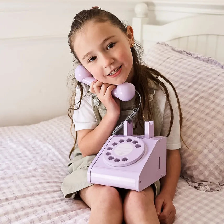 Imagine That Toys Wooden Rotary Telephone - Lavender