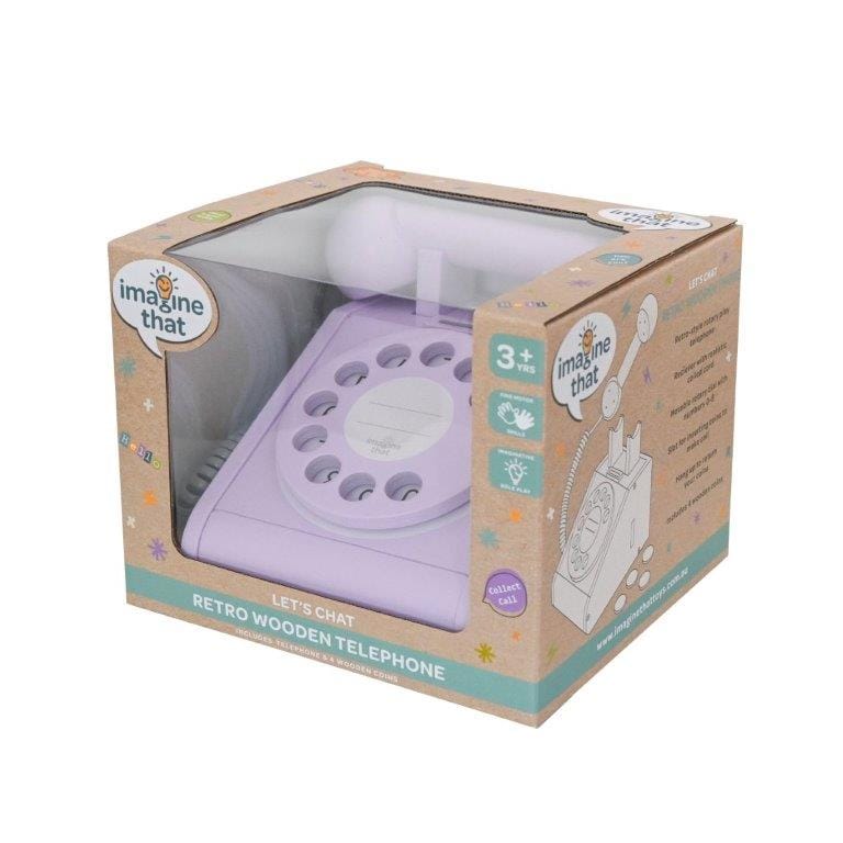 Imagine That Toys Wooden Rotary Telephone - Lavender