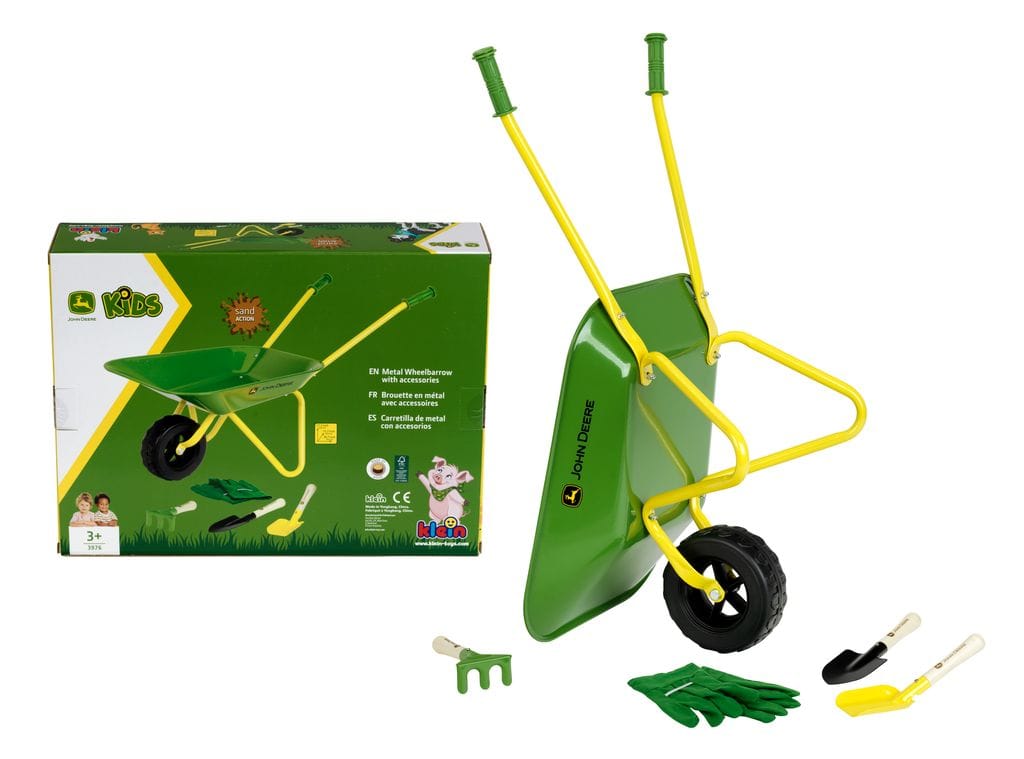 John Deere Toys Metal Wheelbarrow & Gloves