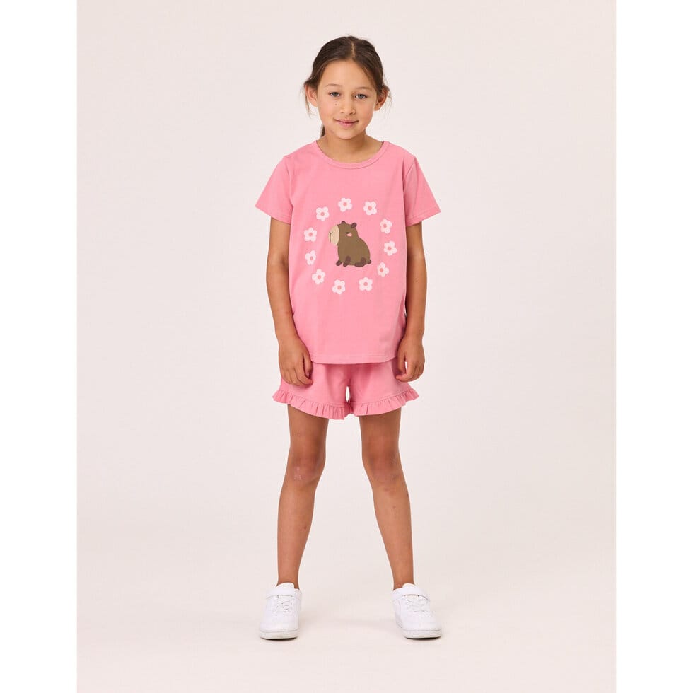Kissed By Radicool Girls Bottoms 3Y Cute Capybara Tee