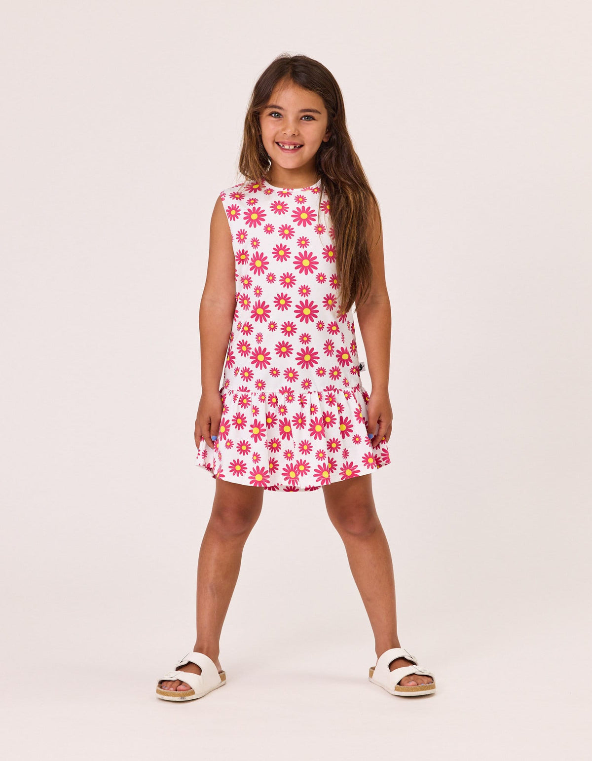 Kissed By Radicool Girls Dress 3Y Daisies Sleeveless Frill Dress