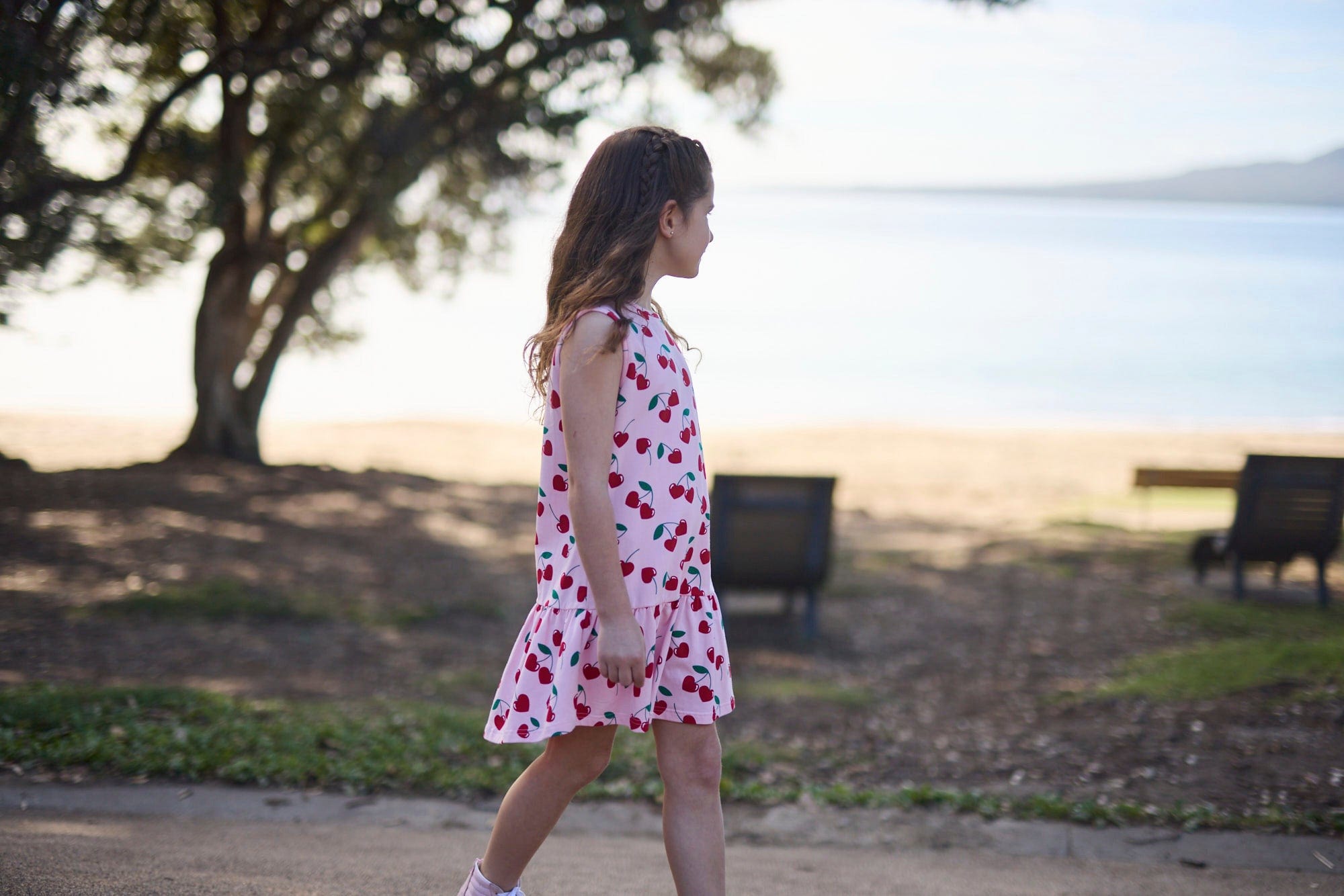 Kissed By Radicool Girls Dress Cherries Sleeveless Frill Dress