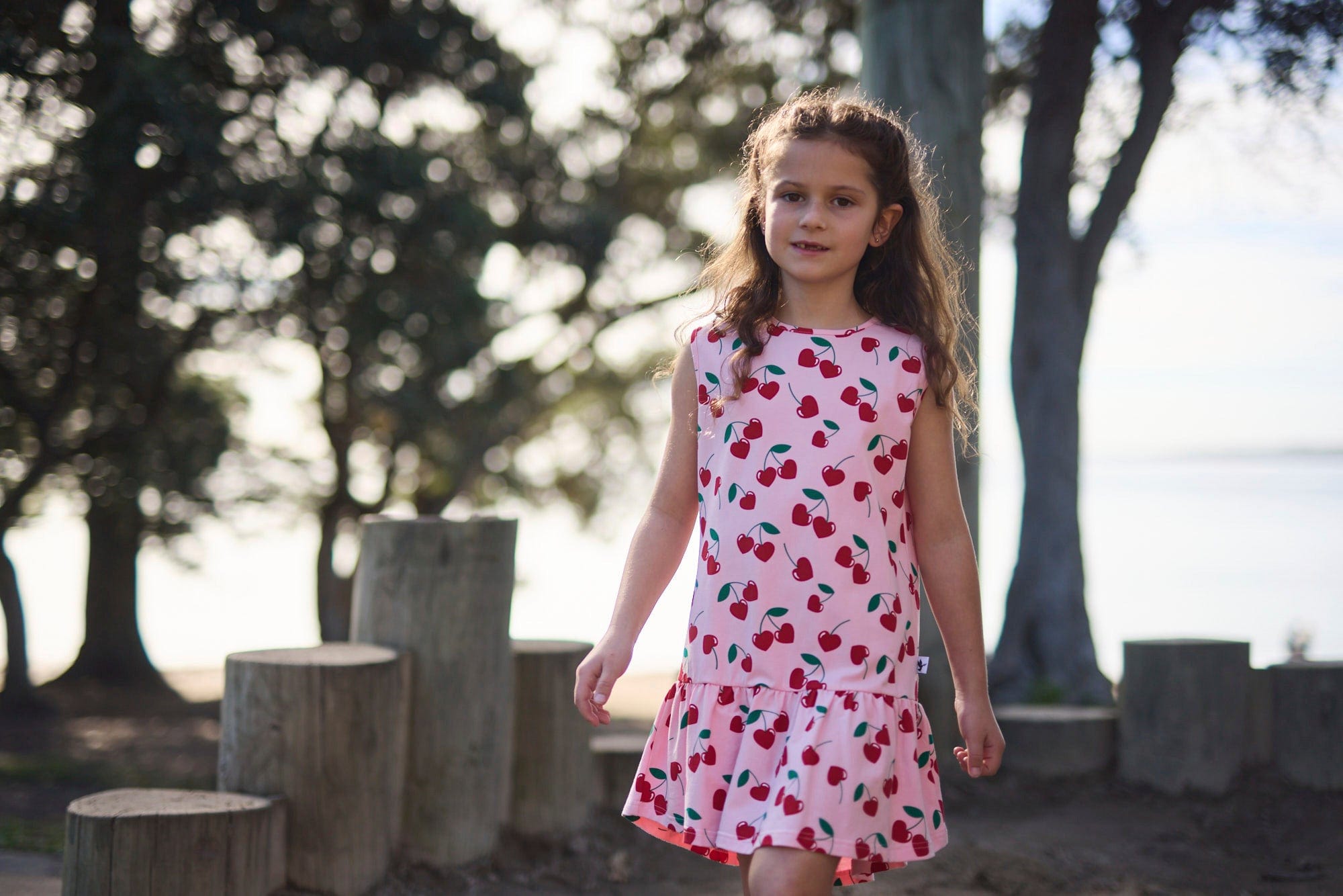 Kissed By Radicool Girls Dress Cherries Sleeveless Frill Dress