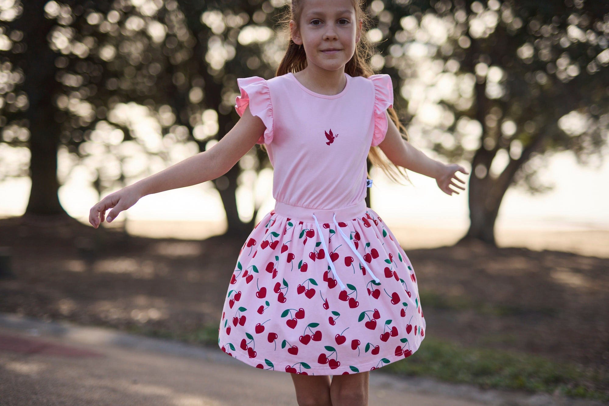 Kissed By Radicool Girls Dress Cherry Love Twirl Dress