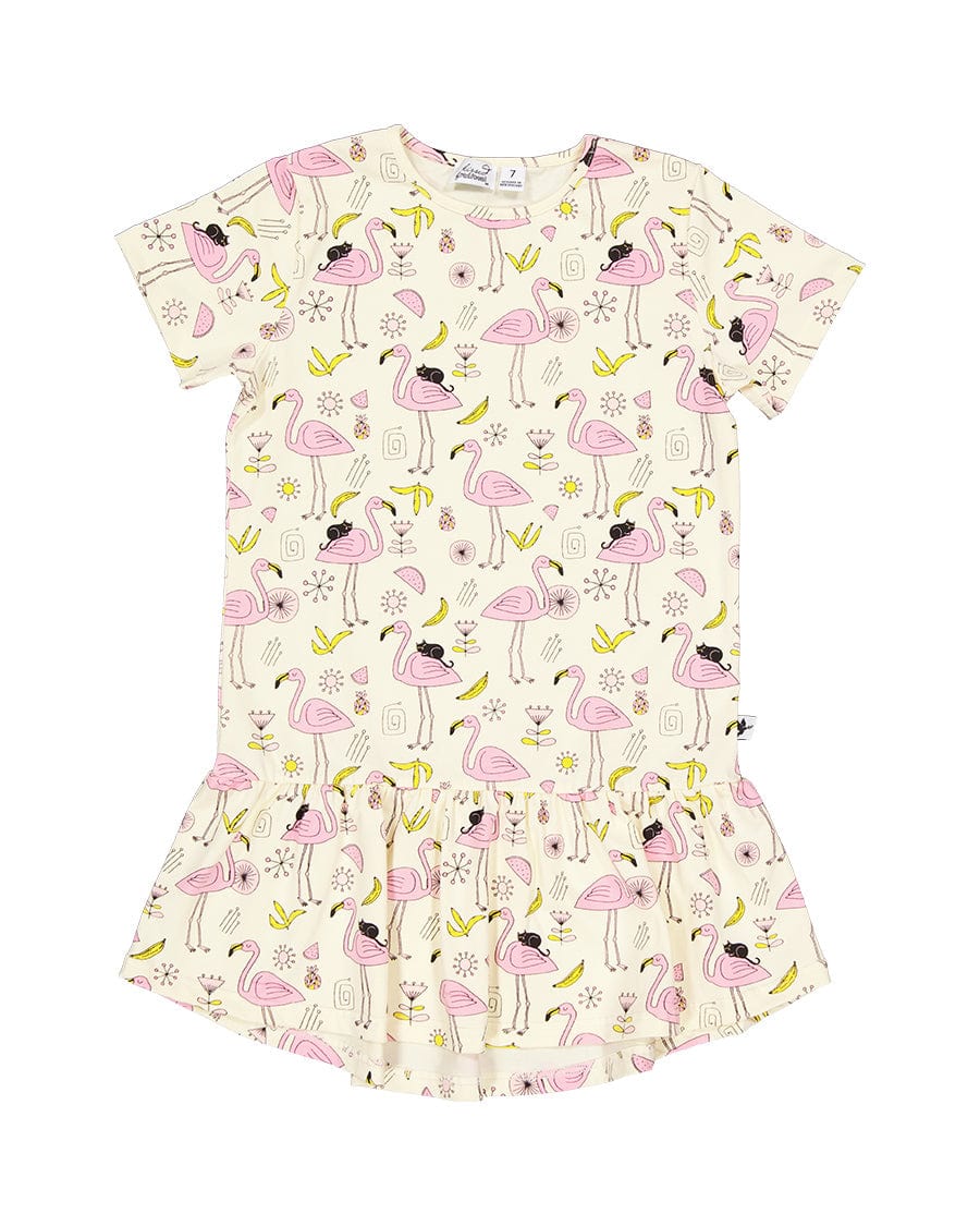 Kissed By Radicool Girls Dress Flamingoes Frill Dress