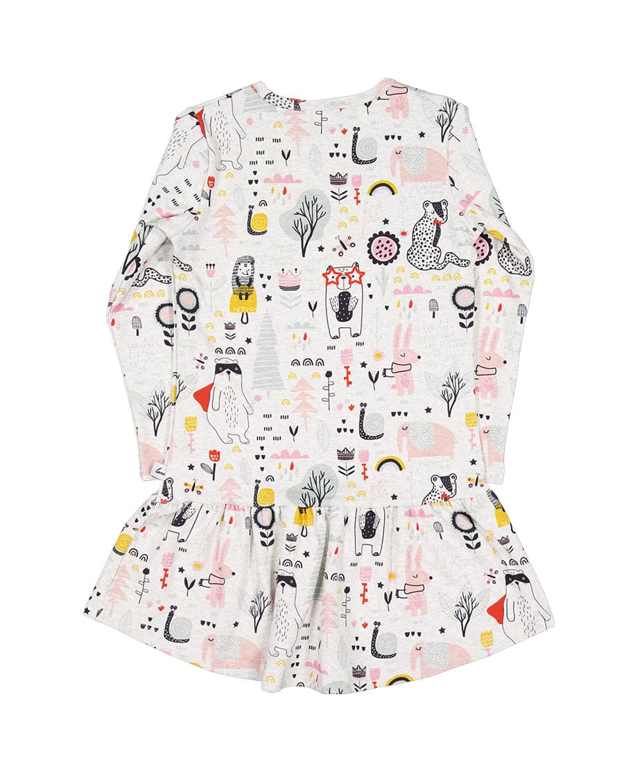 Kissed By Radicool Girls Dress Forest Doodle Frill Dress