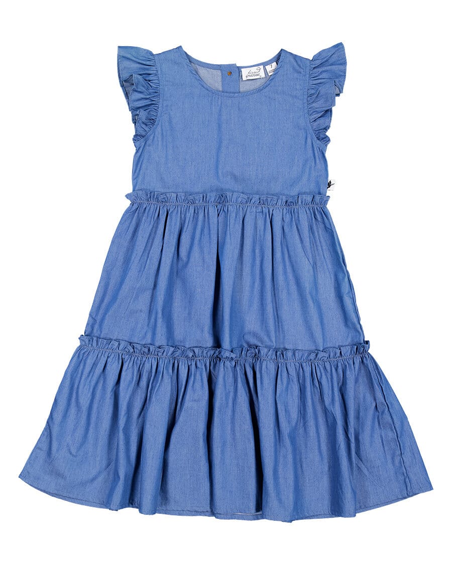 Kissed By Radicool Girls Dress Jasmine Dress in Chambray