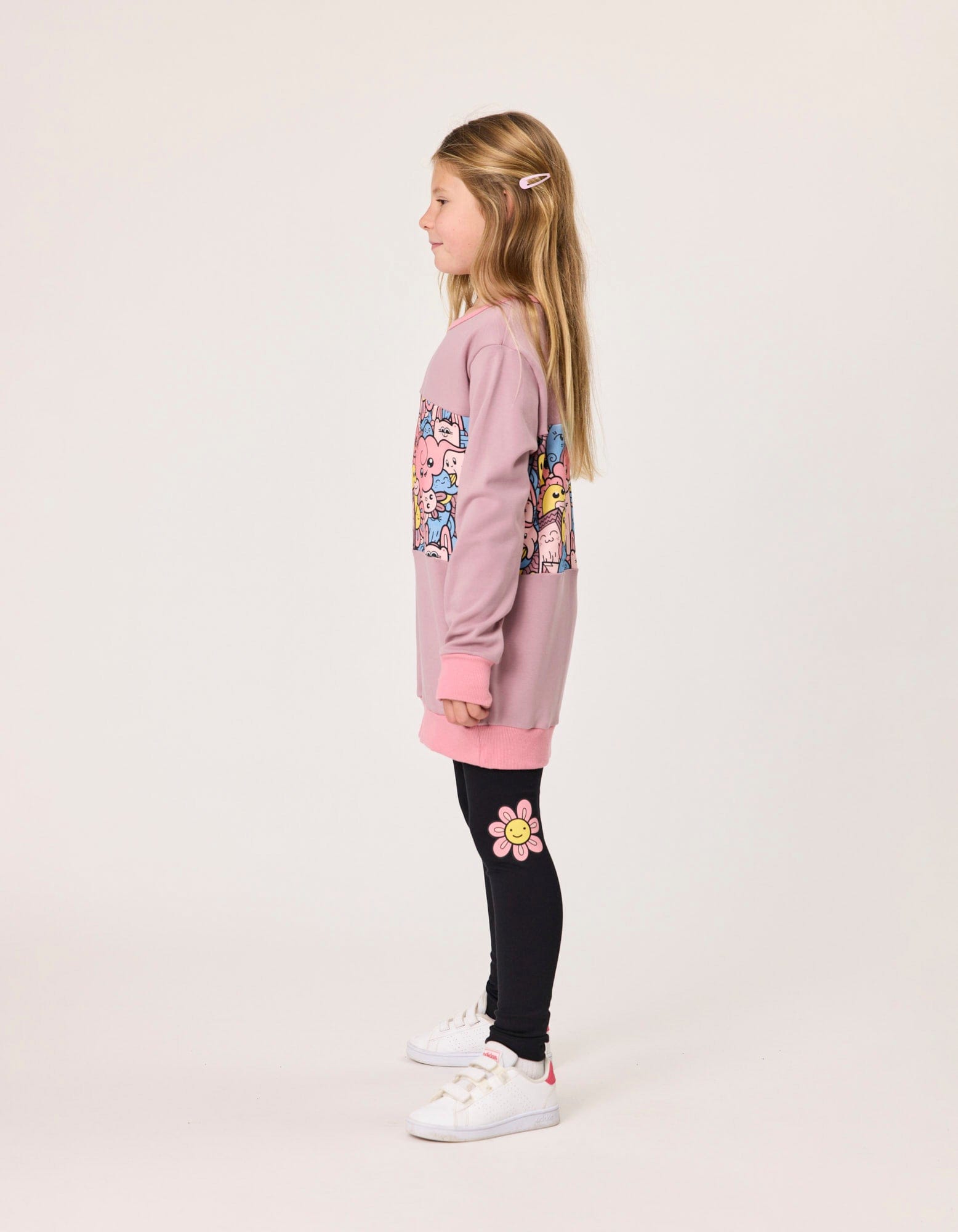 Girls Critters Longline Crew Jumper by Kissed By Radicool featuring a playful critter design and cozy knit fabric.