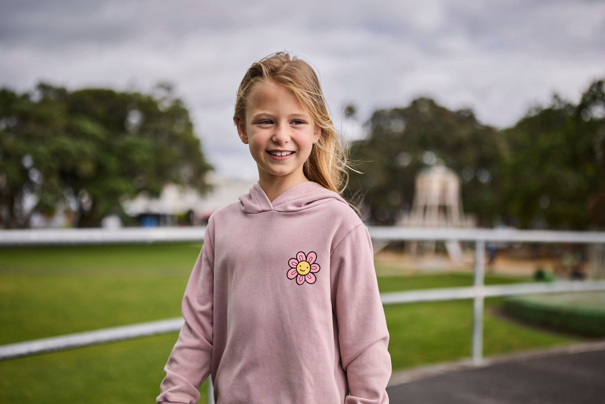 Kissed By Radicool Girls Jumper Daisy Acid Wash Hood