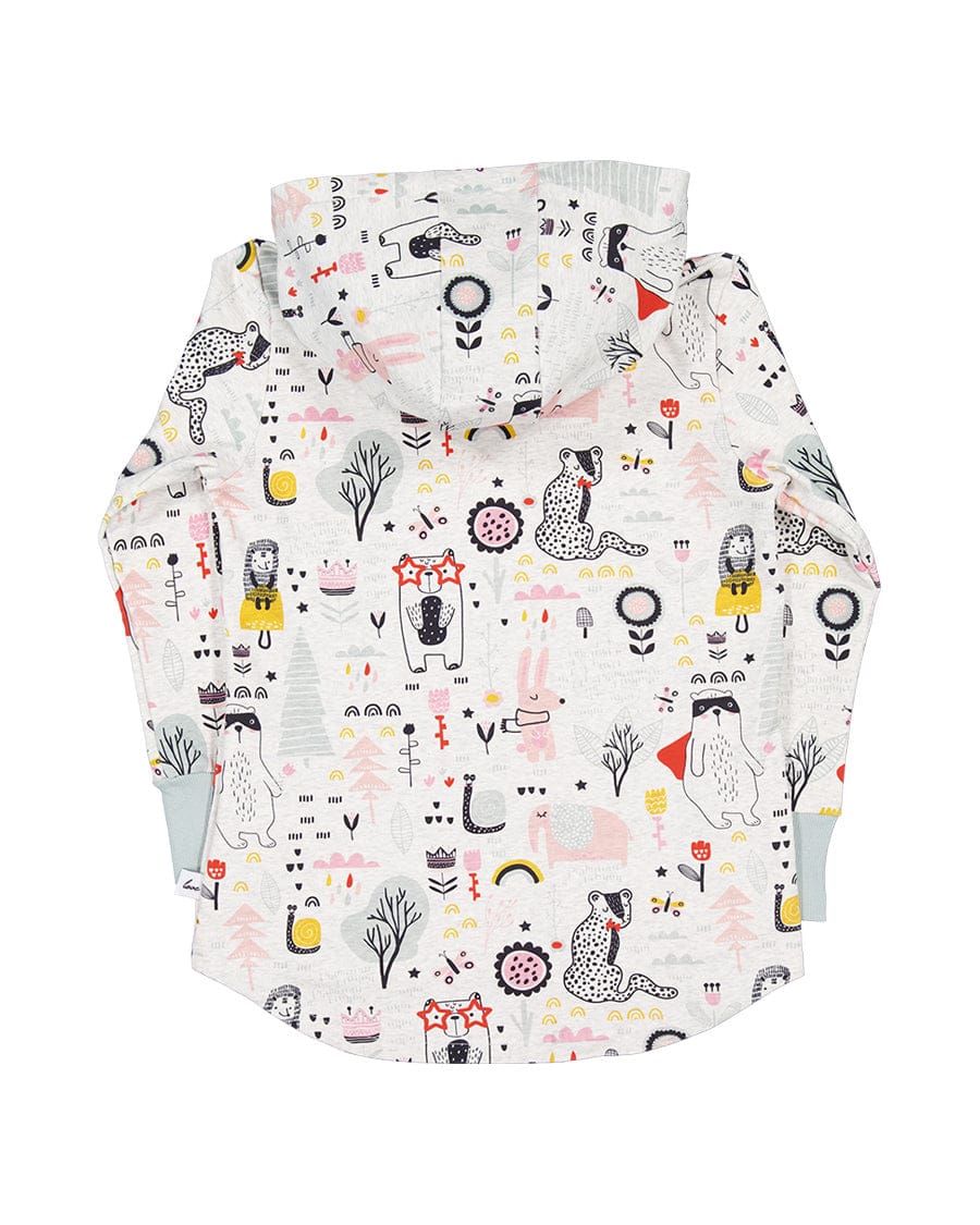 Kissed By Radicool Girls Jumper Forest Doodle Hood