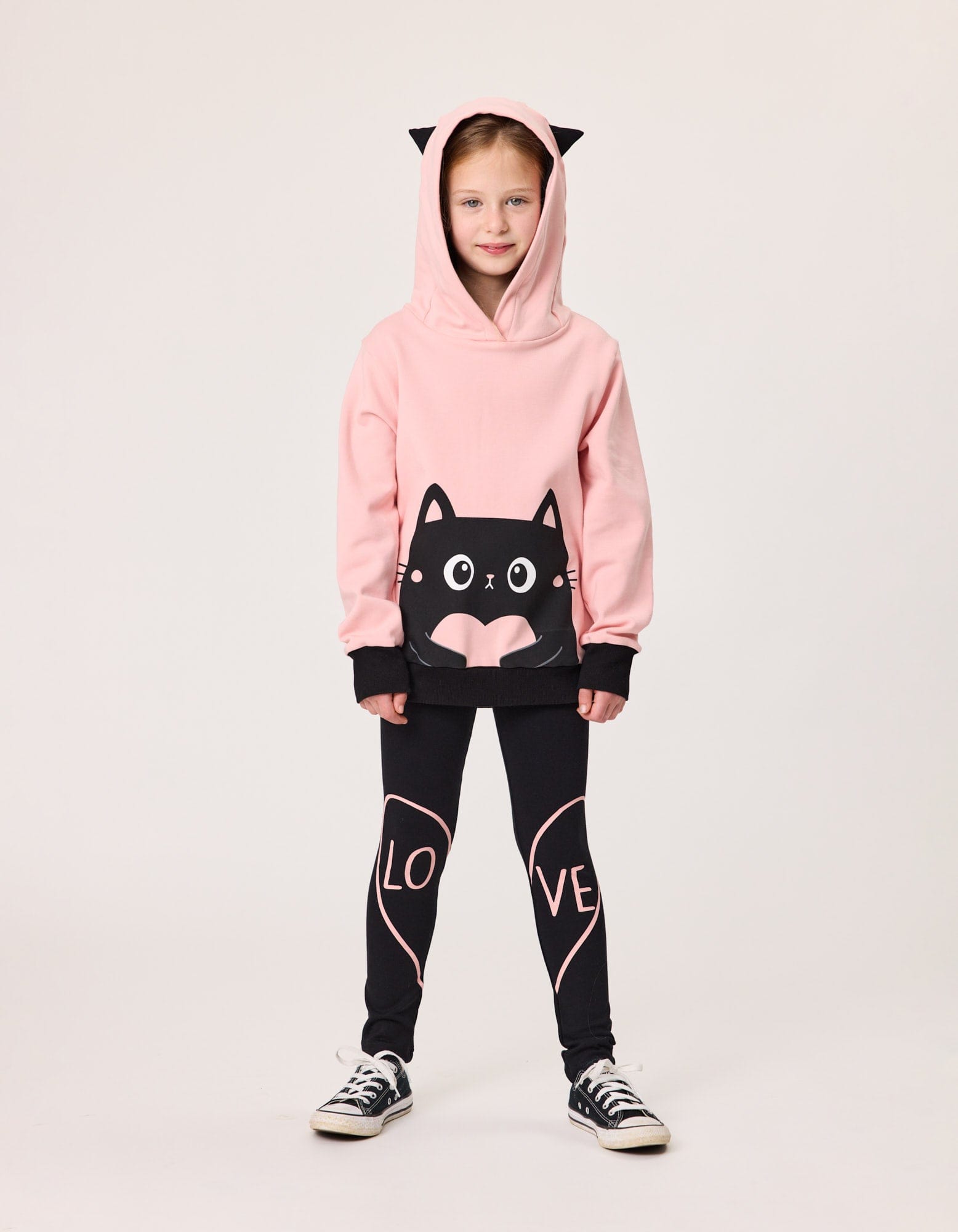 Kissed By Radicool Girls Jumper Love Cat Hood