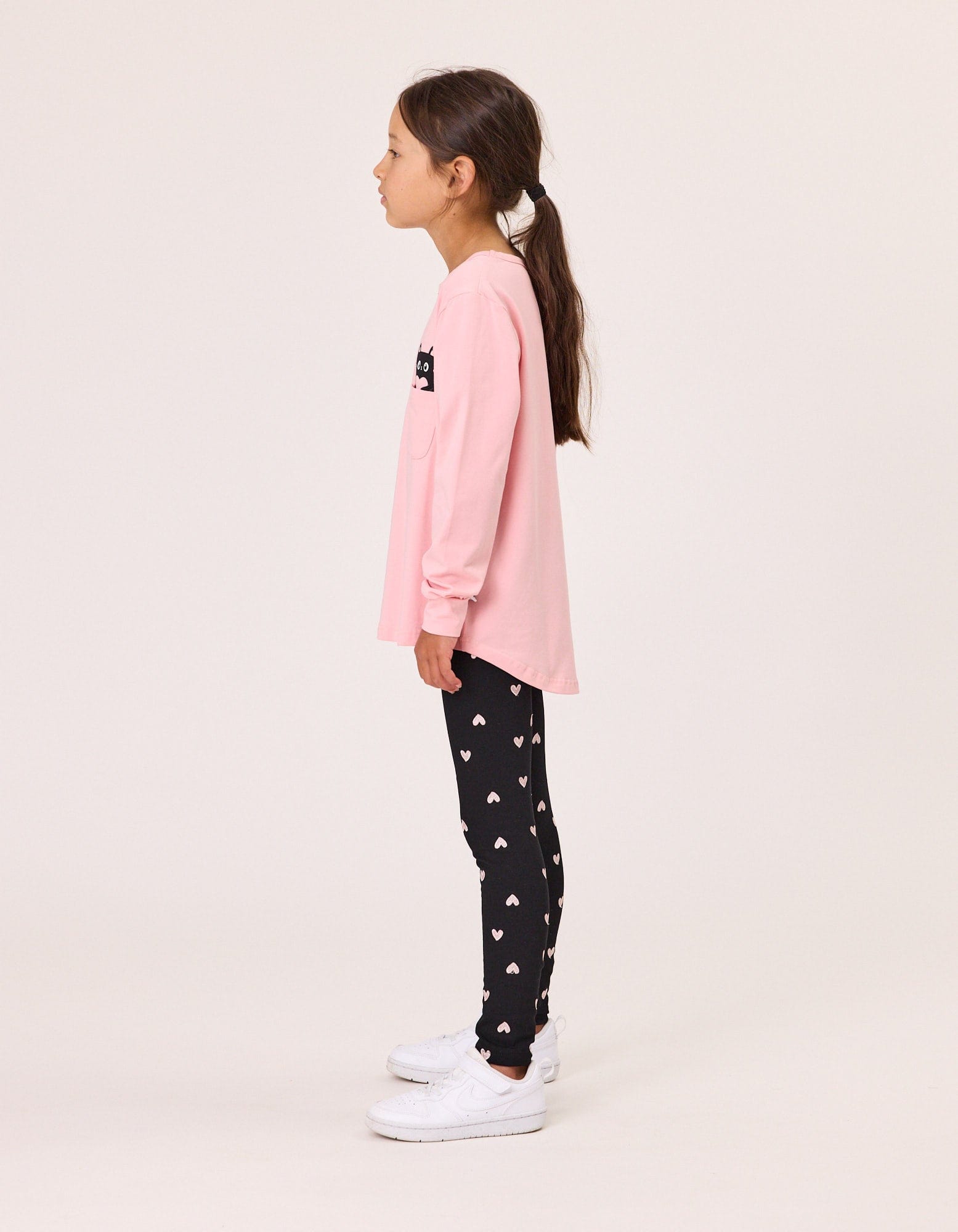 Kissed By Radicool Girls Jumper Love Cat Peekaboo LS Tee