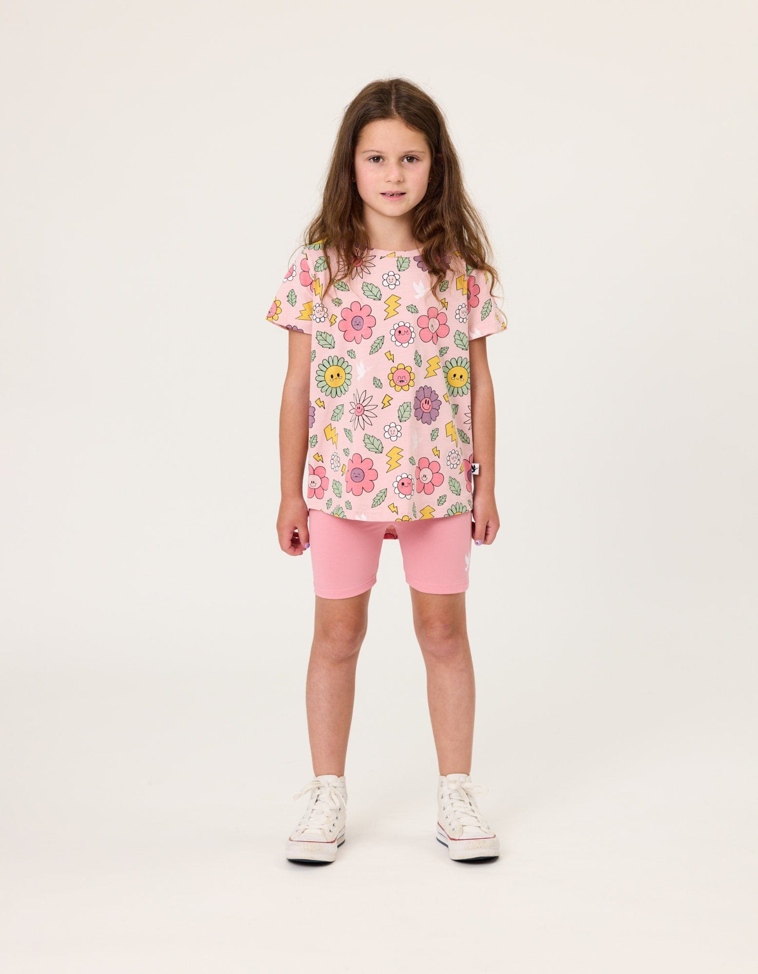 Kissed By Radicool Girls Tee 3Y Smiley Flowers Tee