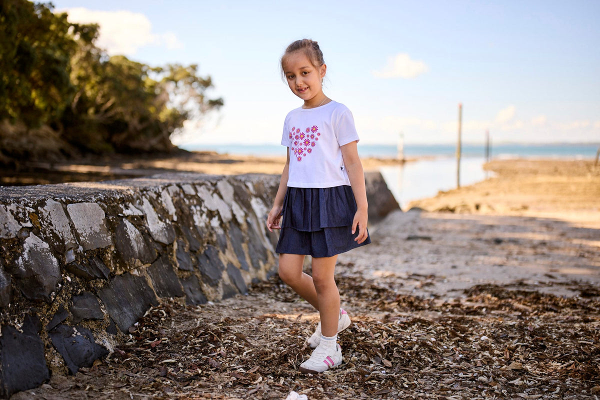 Kissed By Radicool Girls Top Daisy Heart Crop Tee