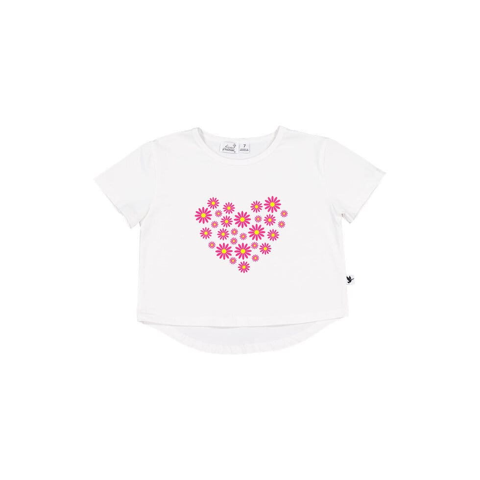 Kissed By Radicool Girls Top Daisy Heart Crop Tee