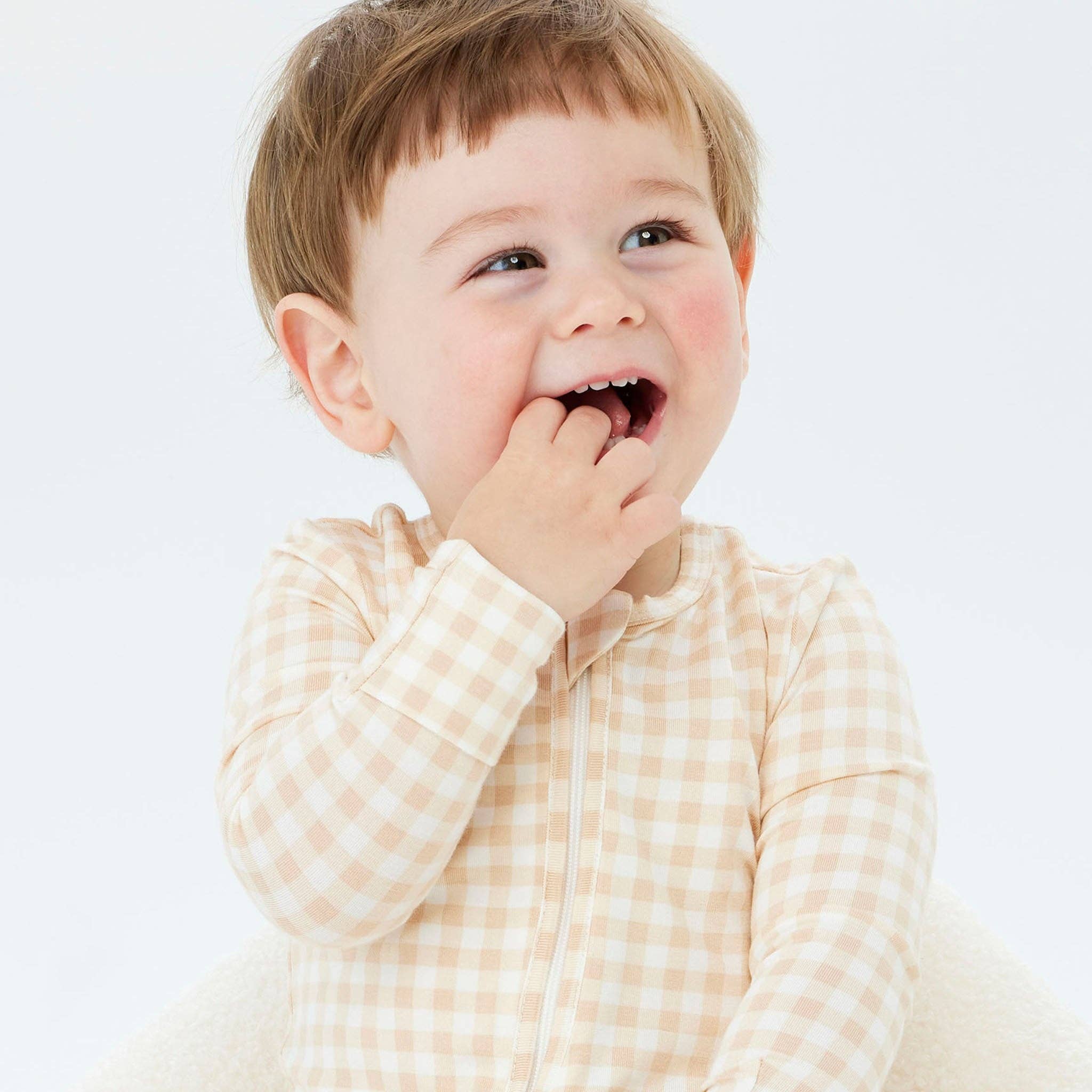 Kynd Baby Boys All In Ones Day or Night Onesie - Neutral Gingham