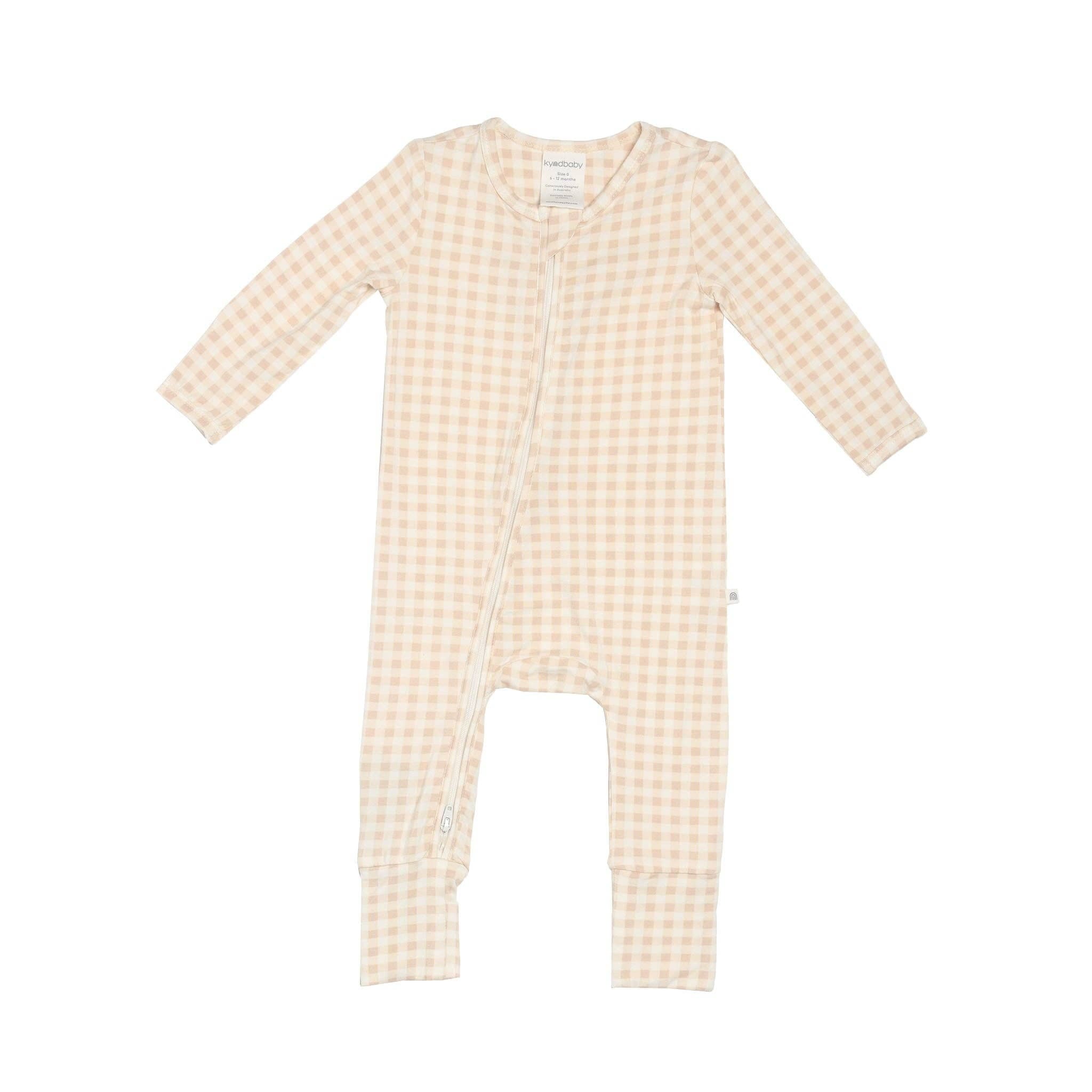 Kynd Baby Boys All In Ones Day or Night Onesie - Neutral Gingham