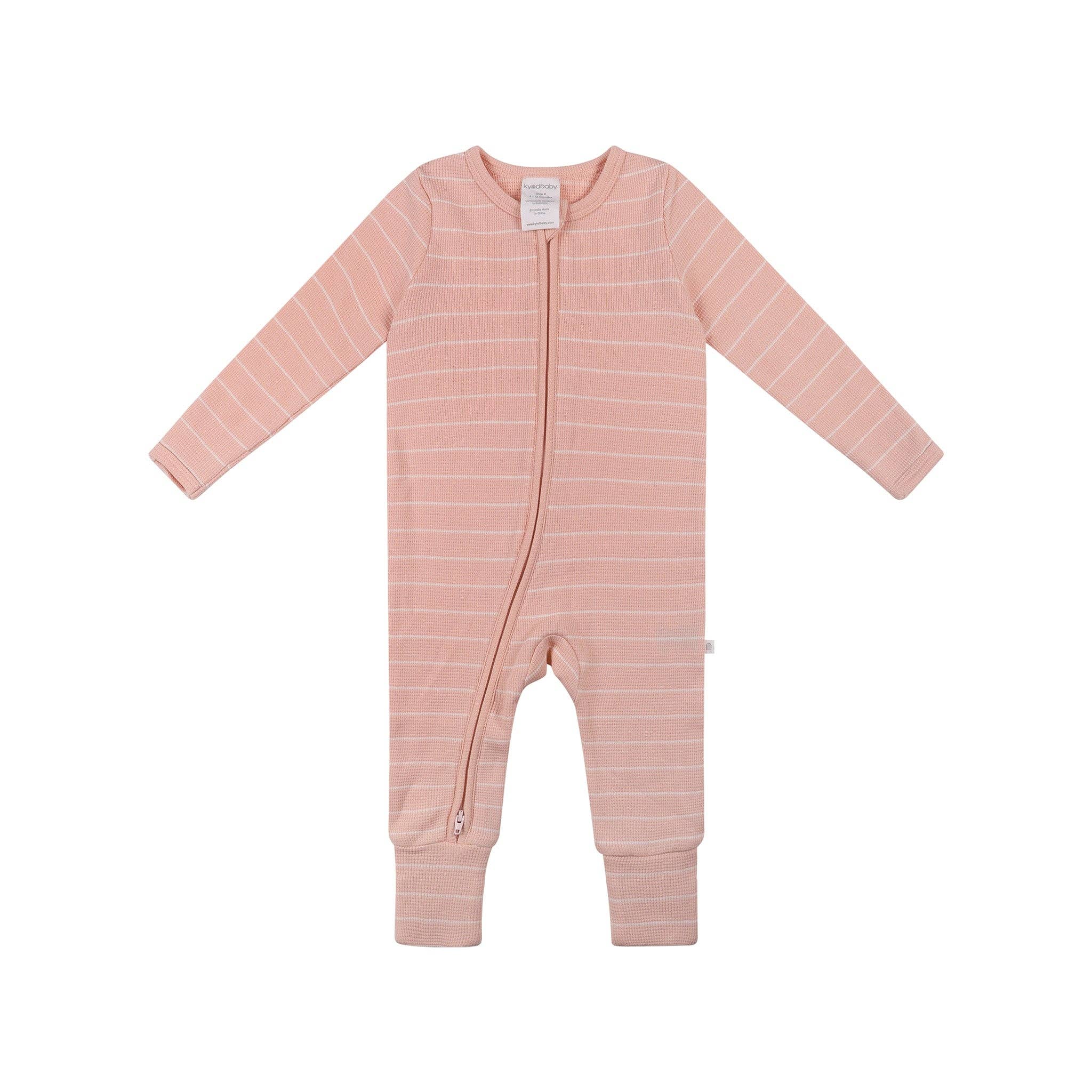 Kynd Baby Girls All In One Organic Cotton Waffle - Pearl Stripe