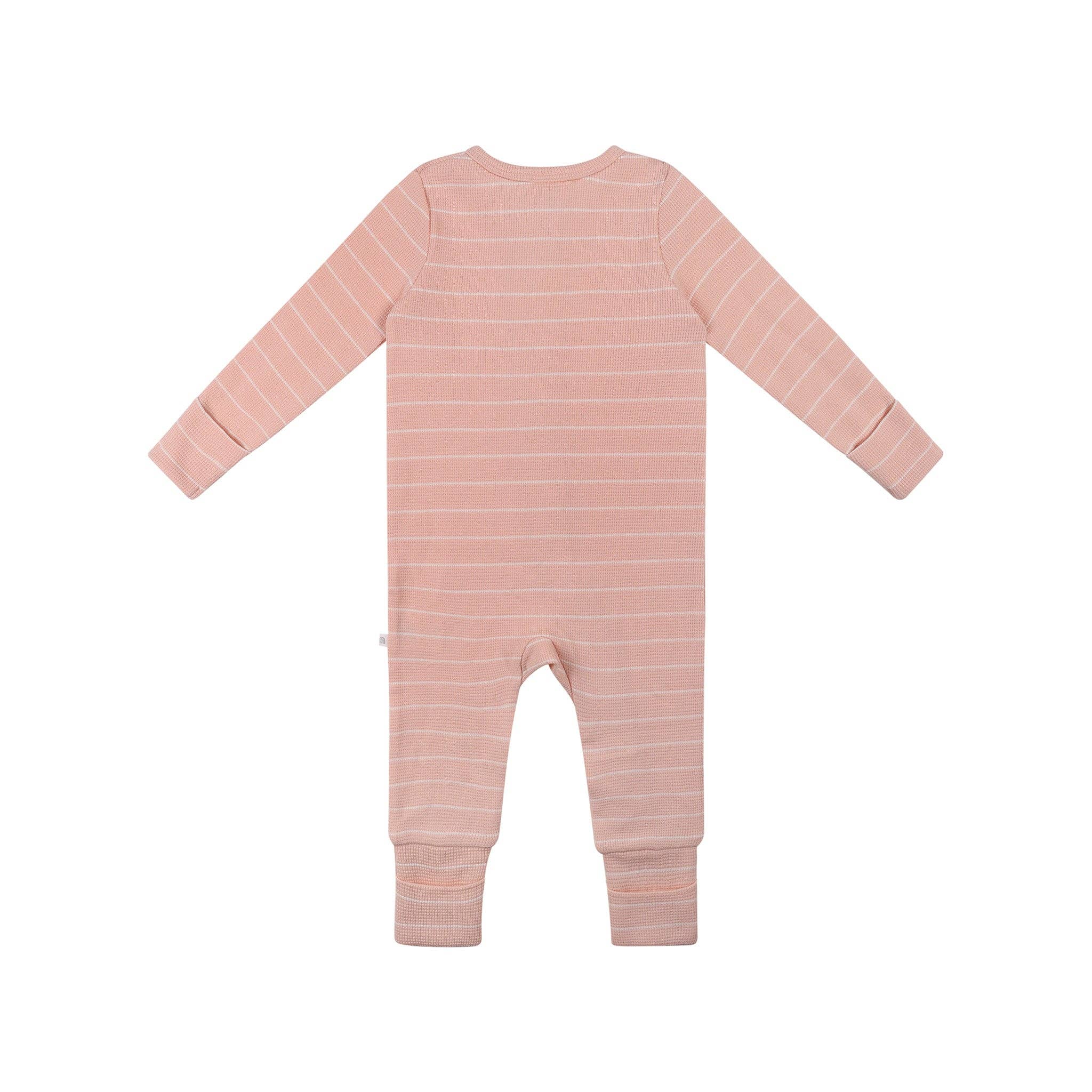 Kynd Baby Girls All In One Organic Cotton Waffle - Pearl Stripe