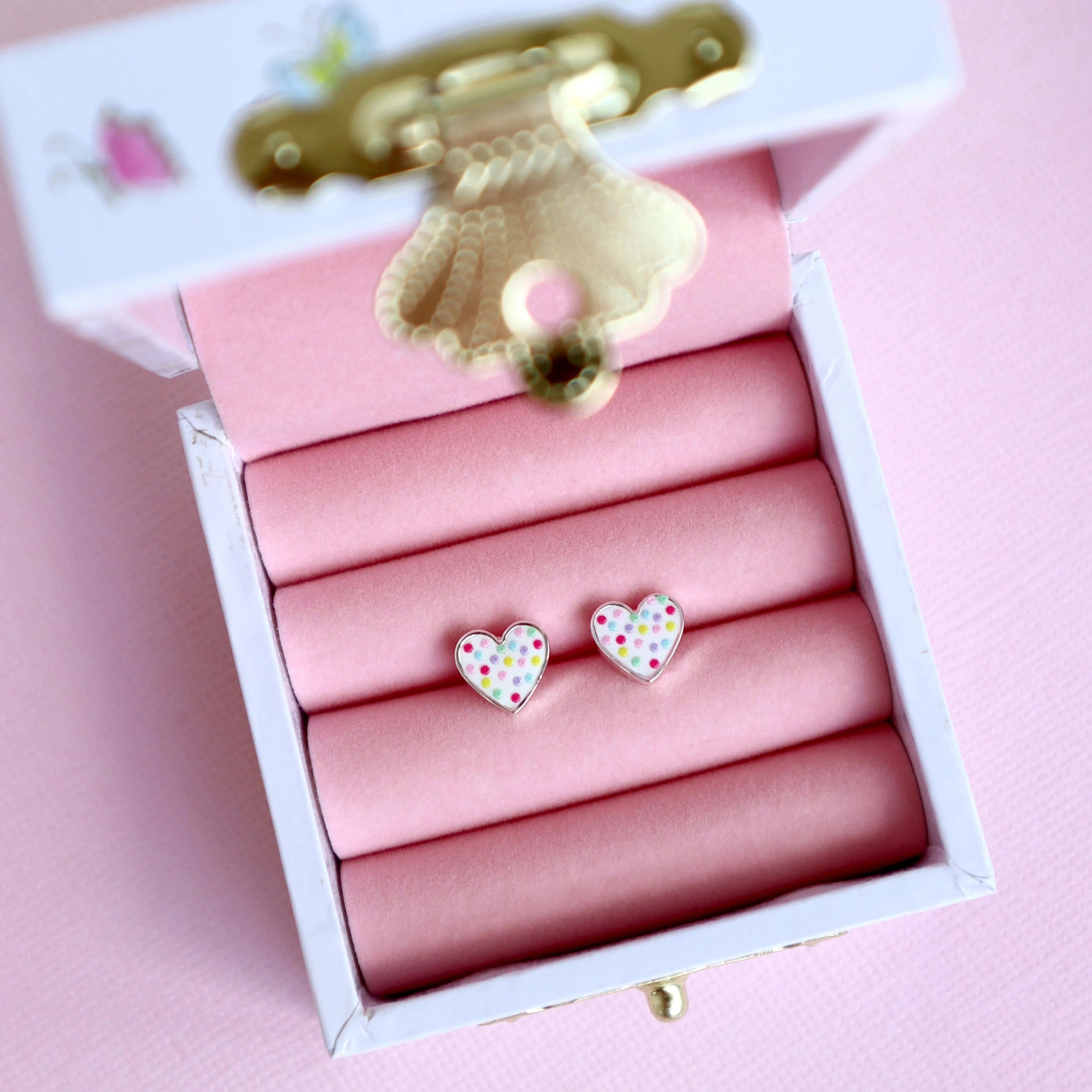 Lauren Hinkley Girls Accessory Confetti Heart Earrings in Trinket Box
