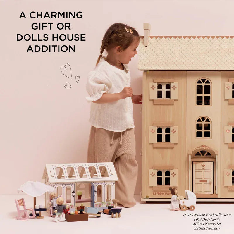 Le Toy Van Dolls House Conservatory Play Set with miniature conservatory furniture and accessories