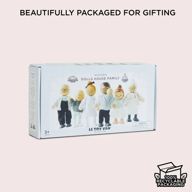 Le Toy Van Dolls House Family 7-piece toy set featuring detailed miniature family figures