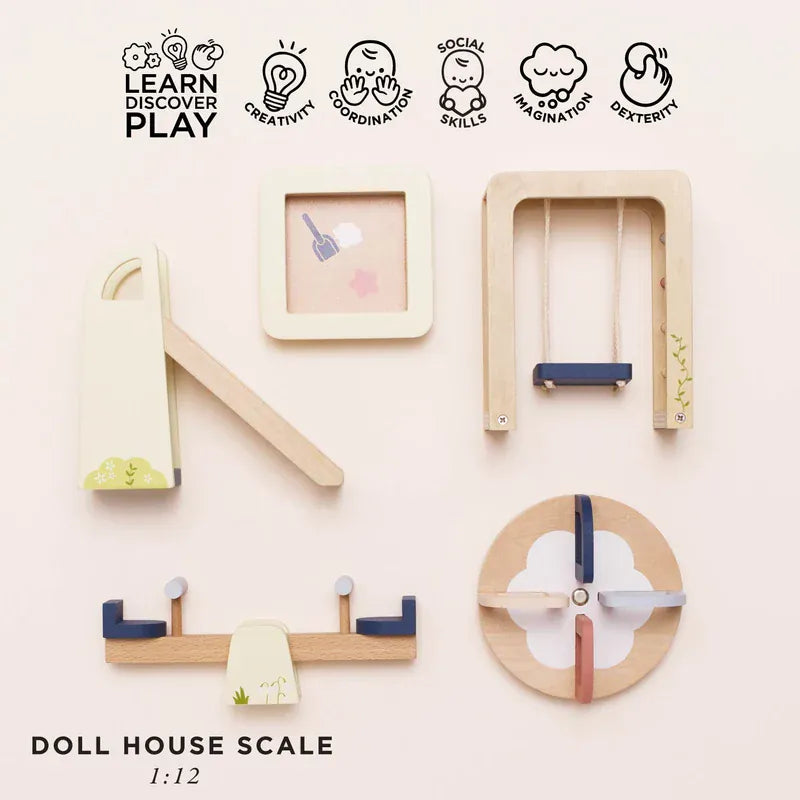 Le Toy Van dolls house outdoor play furniture set with miniature table, chairs and accessories
