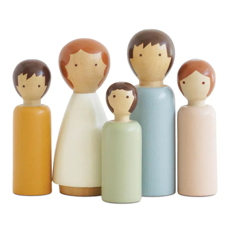 Le Toy Van Dubois wooden family dolls 5-piece set featuring five colorful wooden figures
