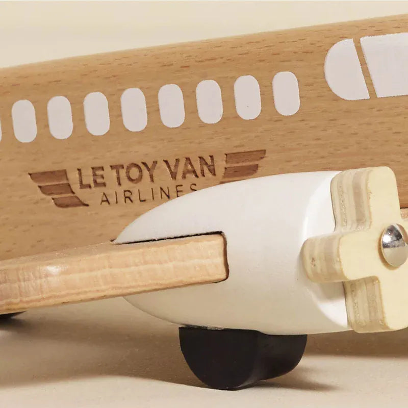 Le Toy Van wooden toy plane in a natural wood design for children