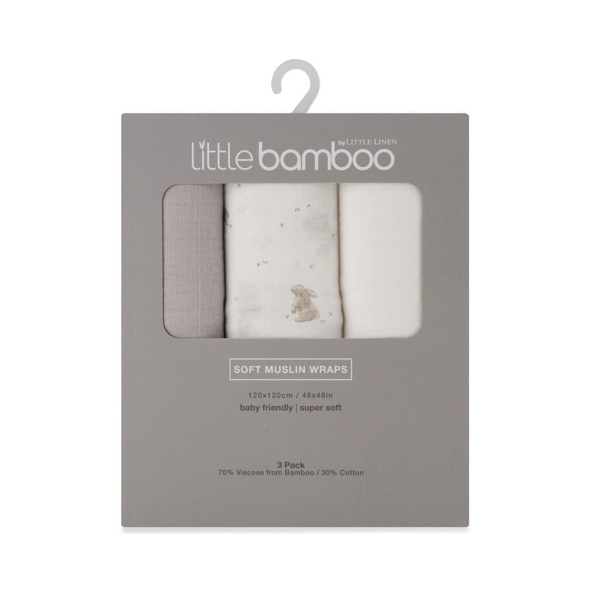 Little Bamboo Baby Accessory Little Bamboo Muslin Wrap 3Pk - Stone Grey