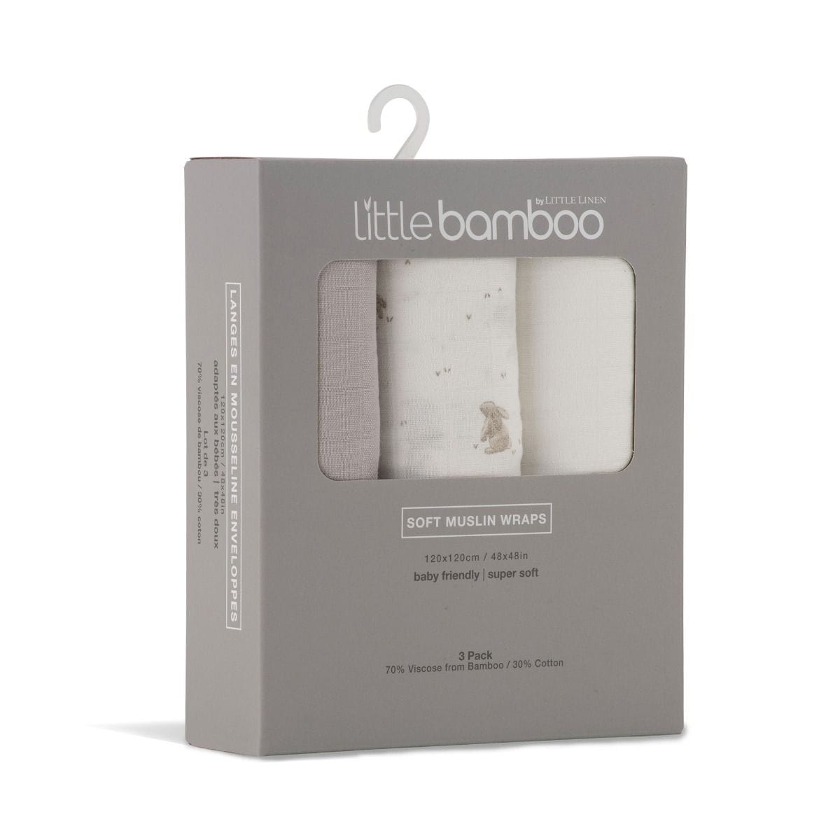 Little Bamboo Baby Accessory Little Bamboo Muslin Wrap 3Pk - Stone Grey
