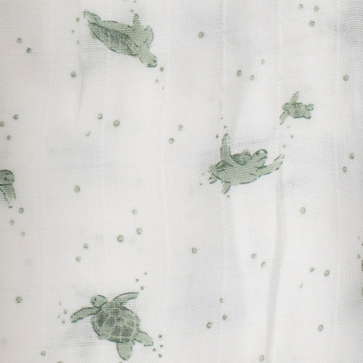 Set of three Little Bamboo muslin wraps featuring turtle bay print, soft breathable baby accessories for comfort and versatility.