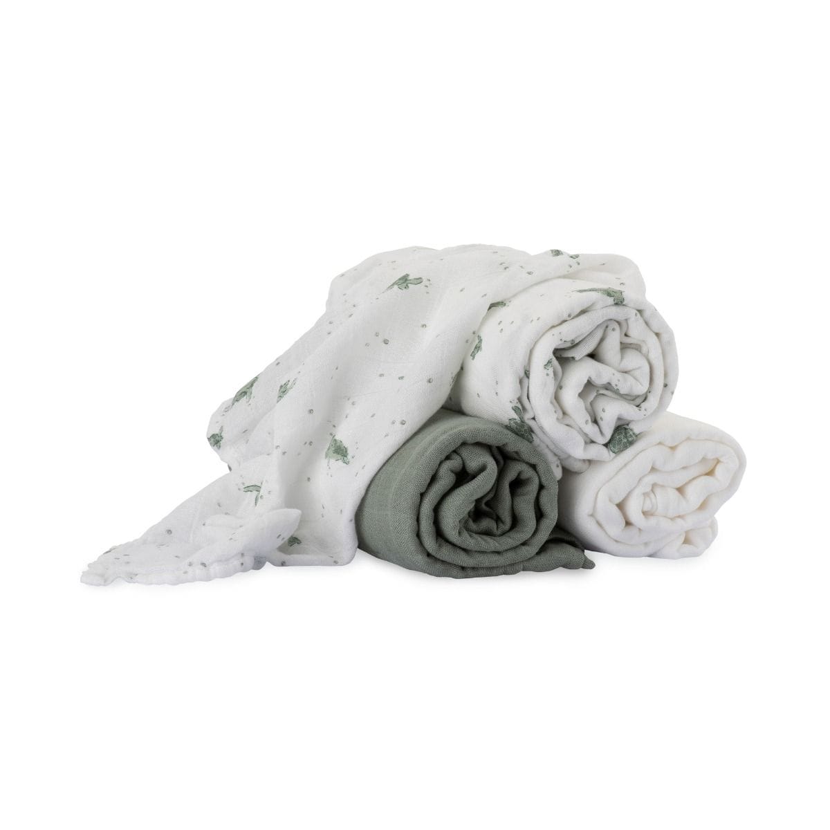 Set of three Little Bamboo muslin wraps featuring turtle bay design, soft baby accessories perfect for swaddling and comfort.