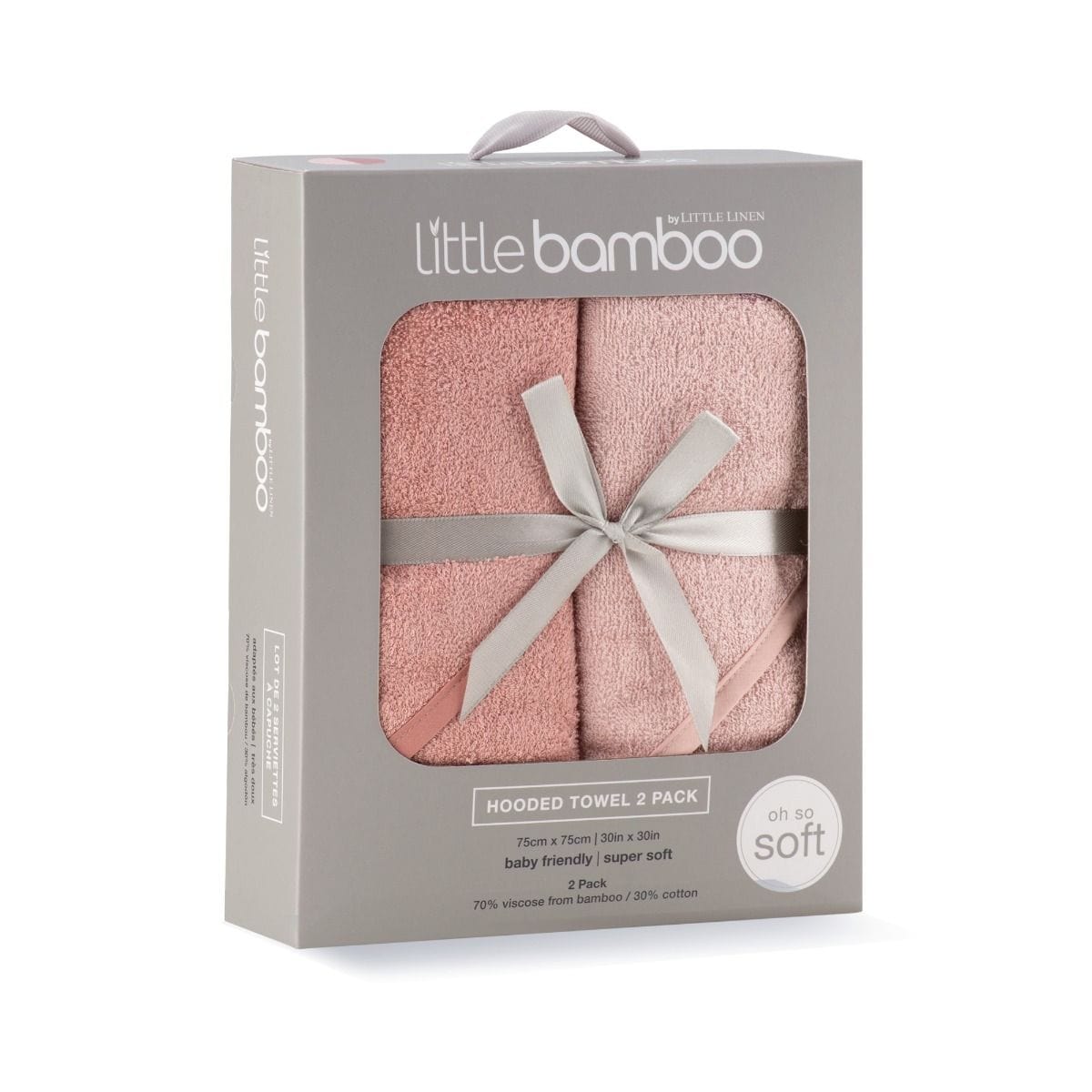 Little Bamboo Bath Dusty Rose Little Bamboo Hooded Towel 2pk