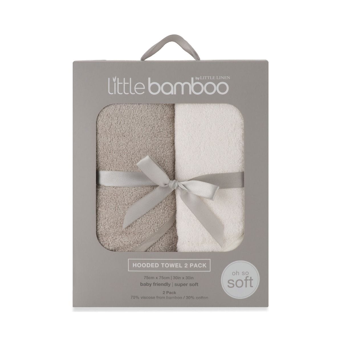 Little Bamboo Bath Little Bamboo Hooded Towel 2pk - Stone Grey