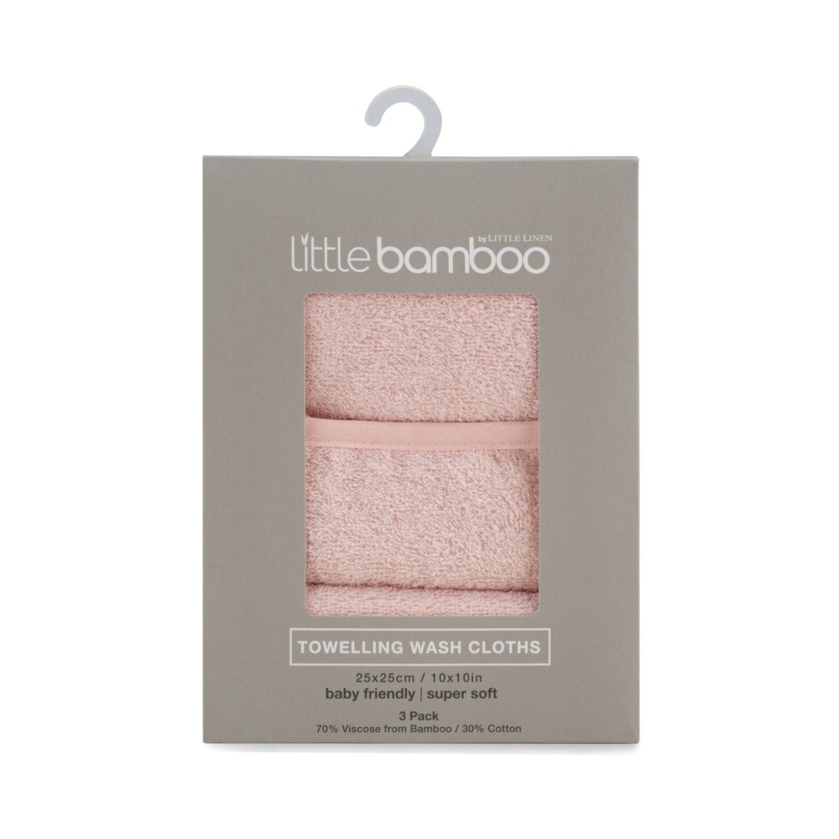 Little Bamboo Bath Little Bamboo Towelling Wash Cloth 3Pk - Dusty Rose