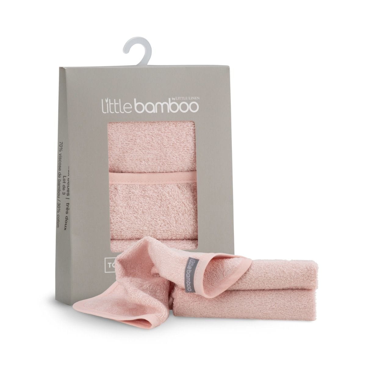Little Bamboo Bath Little Bamboo Towelling Wash Cloth 3Pk - Dusty Rose