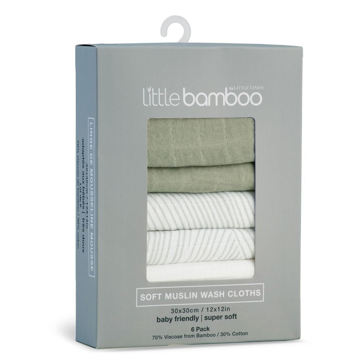 Little Bamboo Linen Bath Little Bamboo Muslin Washer 6 Pack -Bayleaf